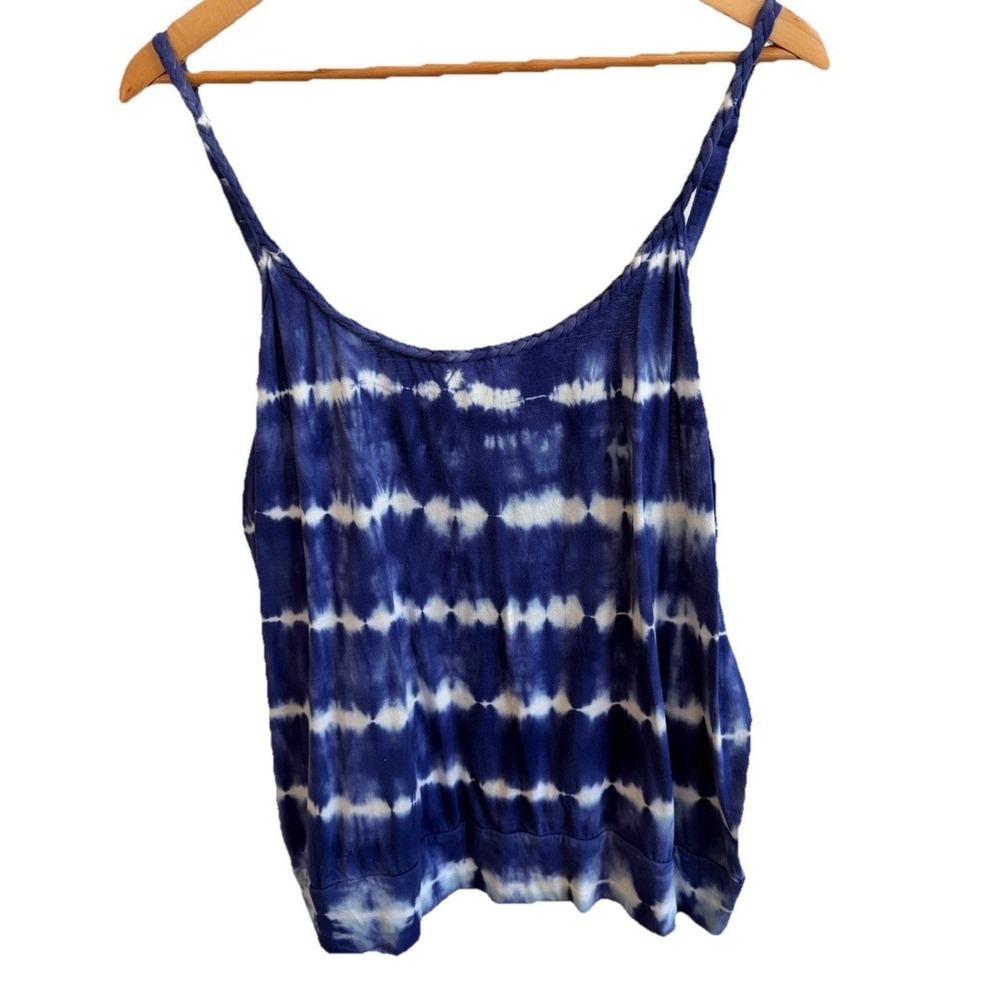 Lane Bryant Tank Top Womens 18/20 Blue & White Tie Dye Flowy Beachy Shirt